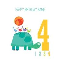4 birds 4th birthday card