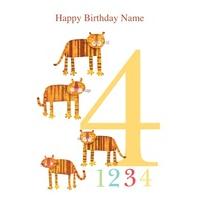 4 tigers 4th birthday card