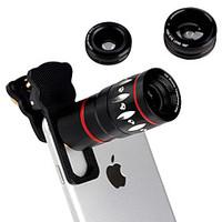4 in 1 Universal Clamp Camera Lens with clip(10x Telephoto Lens/ Fisheye Lens/ 0.67x Wide Angle Lens/ 10xMacro Lens) for iPhone 6 6S Plus 5S