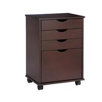 4-drawer Rolling Storage Unit with File Drawer, Mahogany, Wood