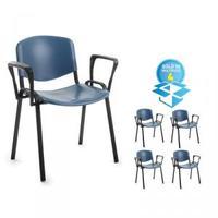 4 x black frame chair arms blue plastic