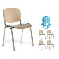 4 x Chrome frame wood chair Beech