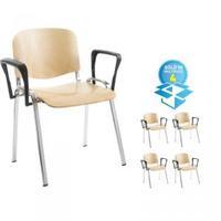 4 x Chrome frame wood chair arms Beech