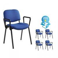 4 x black frame chair arms blue