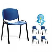 4 x black frame chair blue plastic