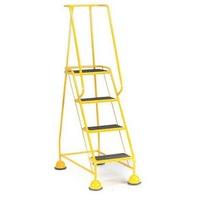 4 Tread Glide-Along Economy Cup Steps - Yellow Frame and Full Handrail