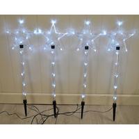 4 Star Shape LED Christmas Garden Stake Lights by Kingfisher