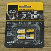 4 x 13 aaa rechargeable batteries for solar lights by gardman