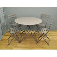 4 Seater Metal Garden Bistro Set in Charcoal by Garden Trading