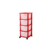 4 drawer plastic storage unit red