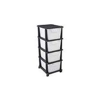 4 drawer plastic storage unit black