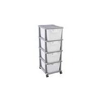 4 drawer plastic storage unit silver