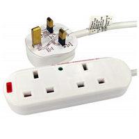 4 Socket Extension Lead 2m Cable White BS Approved