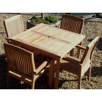 4 Seater Square Teak 100cm Dining Set