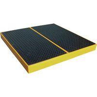 4 DRUM WORKFLOOR YELLOW BASE BLACK PLATFORM PLASTIC - H X W X DMM: 150 X 1600 X