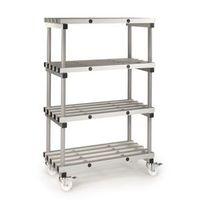 4 SHELF 1M X .5M ALUMINIUM MOBILE RACK
