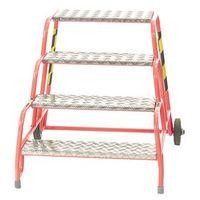 4 TREAD MOBILE STEP - NO HANDRAIL - ALUMINIUM TREAD