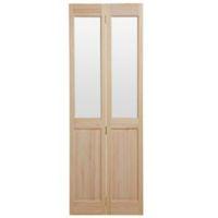 4 Panel Clear Pine Glazed Internal Bi-Fold Door (H)1981mm (W)686mm