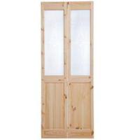 4 panel knotty pine glazed internal bi fold door h1981mm w686mm