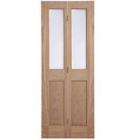 4 Panel Oak Veneer Glazed Internal Bi-Fold Door (H)1981mm (W)762mm