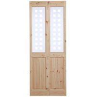 4 Panel Knotty Pine Glazed Internal Bi-Fold Door (H)1981mm (W)762mm