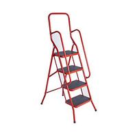 4-Step Safety Ladder, Red Silver