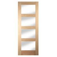 4 Panel Shaker Oak Veneer Glazed Internal Door (H)1981mm (W)762mm