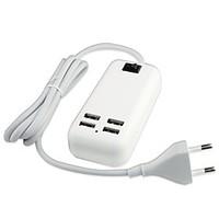4 USB Port Desktop Wall Charger Power Adapter for iPad / iPhone and Others(15W, DC5V 3A, 100~240V, EU Plug, 1.5m)