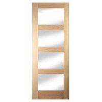 4 Panel Shaker Oak Veneer Glazed Internal Door (H)1981mm (W)762mm