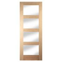 4 Panel Shaker Oak Veneer Glazed Internal Door (H)1981mm (W)838mm