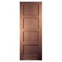 4 Panel Shaker Walnut Veneer Internal Unglazed Door (H)1981mm (W)838mm