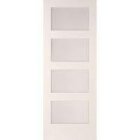 4 Panel Shaker Primed Smooth Glazed Internal Door (H)1981mm (W)762mm