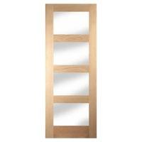 4 Panel Shaker Oak Veneer Glazed Internal Door (H)1981mm (W)610mm