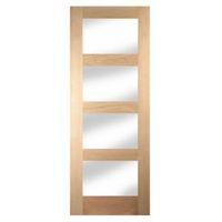 4 panel shaker oak veneer glazed internal door h1981mm w686mm