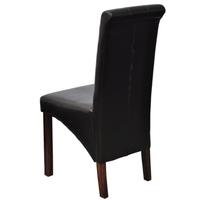 4 pcs Artificial Leather Wood Brown Dining Chair