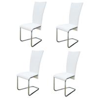 4 pcs Artificial Leather Iron White Dining Chair