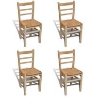 4 pcs Natural Varnish Wooden Dinning Chair