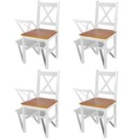 4 pcs white and natural colour wood dinning chair