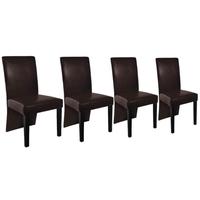 4 pcs Artificial Leather Wood Brown Dining Chair