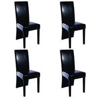 4 pcs Artificial Leather Wood Black Dining Chair