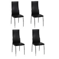 4 pcs Artificial Leather Iron Black Dining Chair