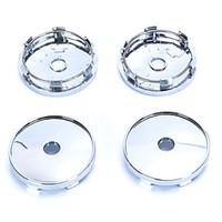 4 Pcs Silver Tone Plastic 60mm Dia Car Hood Emblem Wheel Center Hub Caps Covers