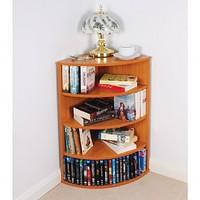 4 shelf corner bookcase colour mahogany