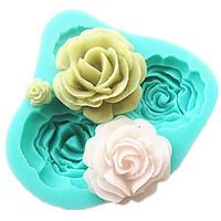 4 roses silicone cake mold baking tools kitchen accessories fondant ch ...