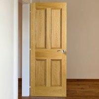 4 Panel Oak Fire Door with Raised Mouldings, 30 Minute Fire Rated