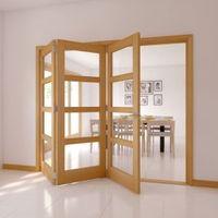 4 panel 4 lite oak veneer glazed internal folding door h2035mm w2146mm