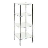 4 tier glass display unit in clear with chrome supports