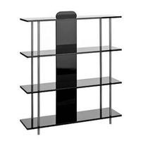 4 Tier Black Shelving Unit in High Gloss With Steel Tubes