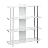 4 Tier White Shelving Unit in High Gloss With Steel Tubes