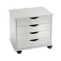 4-drawer Rolling Storage Unit, White, Wood